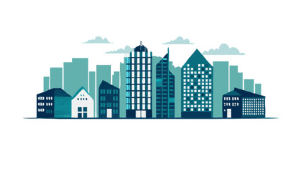 Fototapeta premium Cityscape illustration vector art featuring skyline buildings urban landscape and modern architecture design style