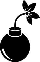 Hand Grenade with a Thriving Flower Sprout