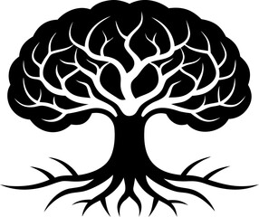 Tree Roots Forming a Human Brain Vector Art