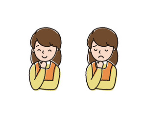 笑顔の女性と、悩んでいる女性