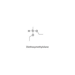 Diethoxymethylsilane skeletal structure. alkoxysilane compound schematic illustration. Simple diagram, chemical formula.