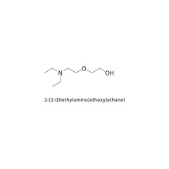 2-[2-(Diethylamino)ethoxy]-ethanol skeletal structure. ether amine compound schematic illustration. Simple diagram, chemical formula.