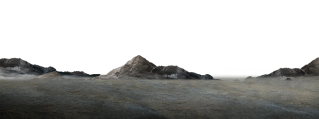 mountain landscape with fog/Arid and dusty geology scene with dark rocky cliffs and untouched natural landscape.