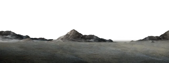 Fototapete Rund Grau mountain landscape with fog/Arid and dusty geology scene with dark rocky cliffs and untouched natural landscape.  © Saharattaphum