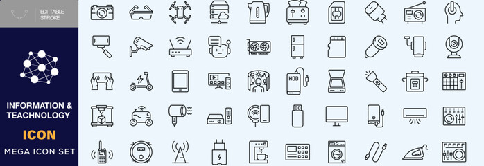 Hand drawn Information and Communation Teachnology icon set 