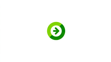 Obraz premium A green arrow inside an oval, simple vector logo design icon on a white background