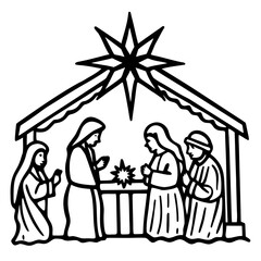 A beautifully detailed nativity set, with hand-painted figurines and a glowing star above