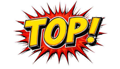 Comic Style TOP Word with Red Explosion Background.