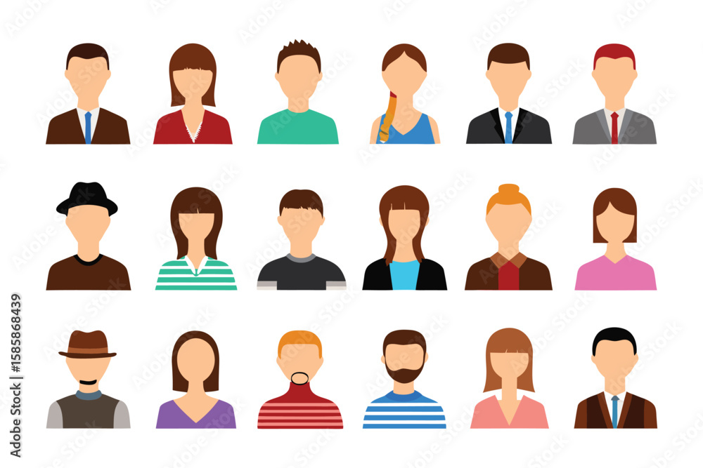 Aufkleber diverse avatar collection: a vibrant array of diverse avatar, representing individuals from various 