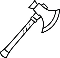 Cartoon axe line art vector graphic illustration
