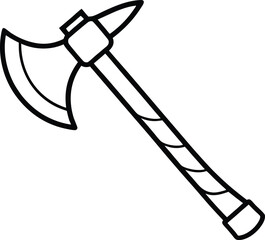 Cartoon axe line art vector graphic illustration