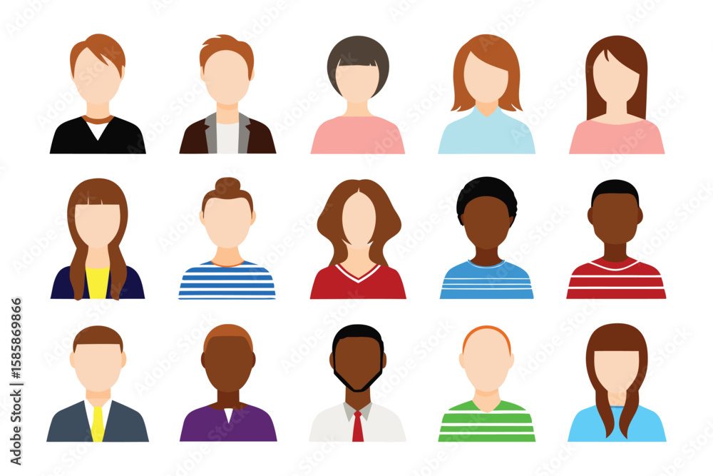Poster avatar collection: a vibrant collection of avatar icons representing various individuals, ideal for 