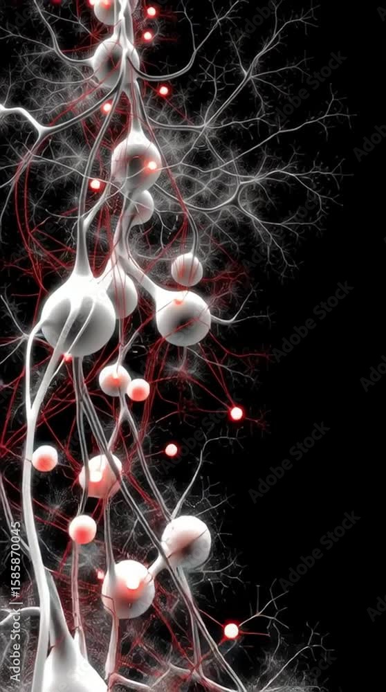Poster amyloid plaque brain. neurodegeneration cells. a digital visualization of neural connections showing