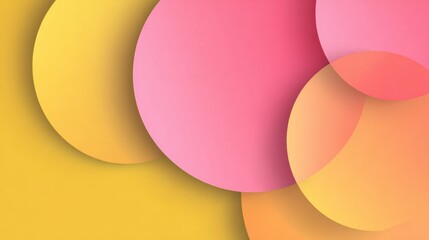 Minimalist banner background, pastel colorful, pink and yellow gradations. Circle effect style geometric, abstract background.