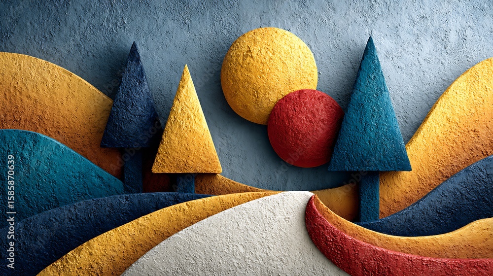 Aufkleber a concept art piece with abstract 3d elements shaped like feedback pointers, surrounded by painted t