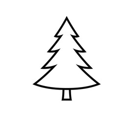 Fototapeta premium Christmas tree drawing. Black and white outline of a simple, classic Christmas tree, symbolizing the holiday season. Vector sketch line art draw.
