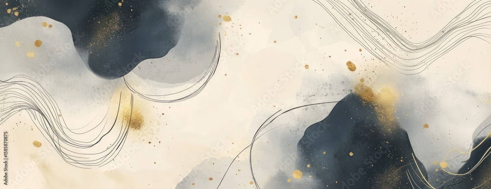 Poster clean lines and soft curve brush background abstract elegant.