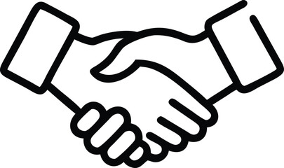 Obraz premium Outlined handshake illustration symbolizing partnership, agreement, cooperation and a business deal on white background