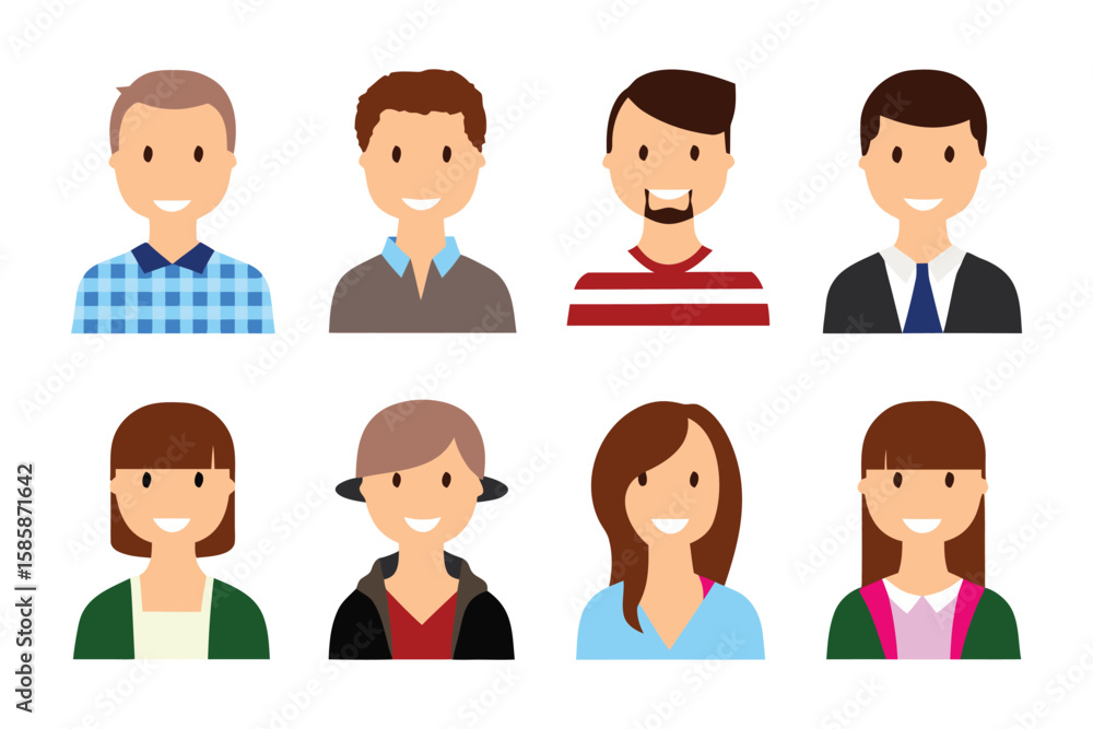 Poster diverse portrait collection: a collection of friendly faces, diverse in their appearance, exuding wa