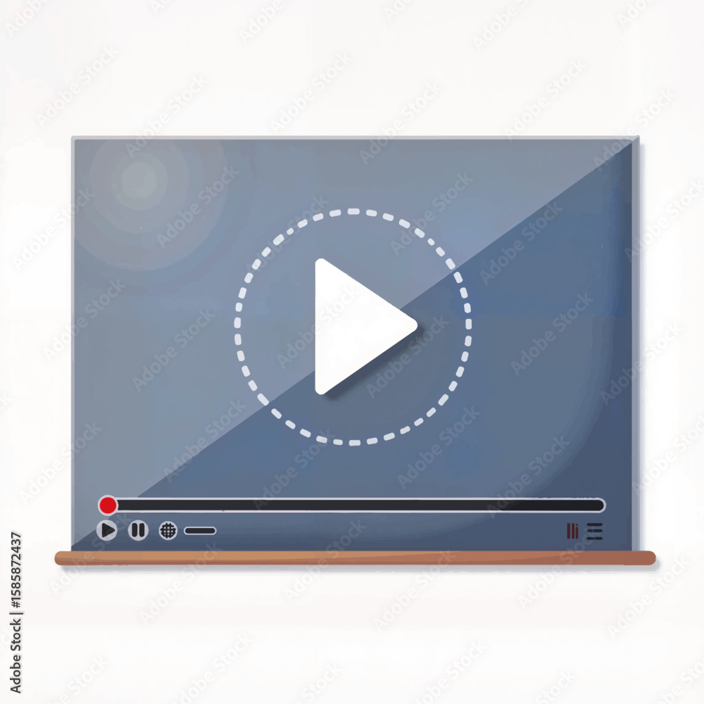 Poster video player interface with play button and controls on screen