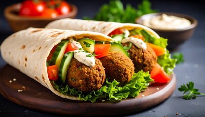 Falafel wraps with fresh vegetables