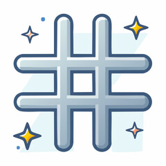 Fototapeta premium single hashtag icon in monoline style, clean vector paths with no open shapes, centered on 512×512 px artboard