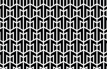 Abstract geometric pattern with stripes, lines. Seamless vector background. White and black ornament. Simple lattice graphic design.