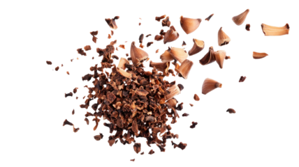 Roasted Coffee Beans Scattered on Clean White Background