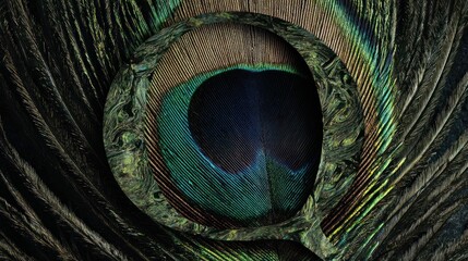 Obraz premium Close-up peacock feather with vibrant colors
