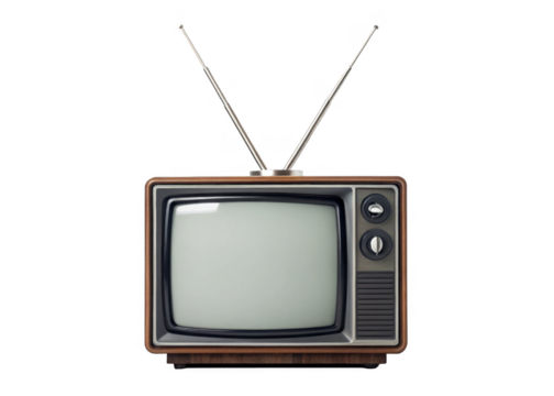CRT TV isolated on a transparent background.	
