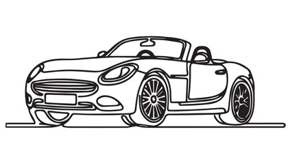 Continuous one single minimal line drawing cabriolet car