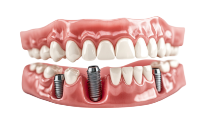 Human Teeth with Professional Dental Tools and Instruments Isolated on White Background