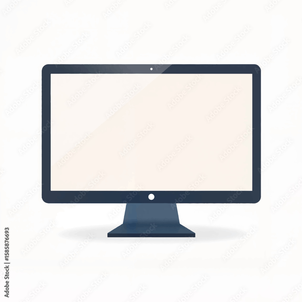 Poster computer monitor with blank screen in minimalist design