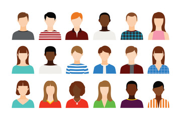 Diverse Portraits Collection: A vibrant compilation of stylized portraits, each person representing a unique individual, diverse in their appearance and background.