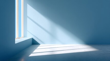 Obraz premium Minimalistic simple abstract background for product presentation. Shadow and light from windows on wall. 