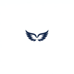 Obraz premium Dark Blue Wing Icon with White Feathers