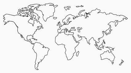 Fototapeta premium Simple Outline World Map for Education and Travel