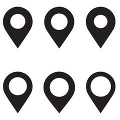 Location Pin Icons Black set vector silhouettes Collection