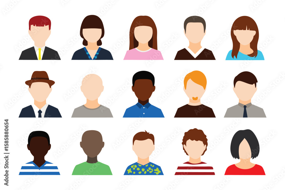 Poster diverse avatar collection: a curated collection of avatars representing a spectrum of individuals, p
