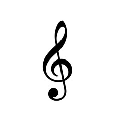 Obraz premium A single black treble clef symbol isolated on a plain green surface isolated on transparent background