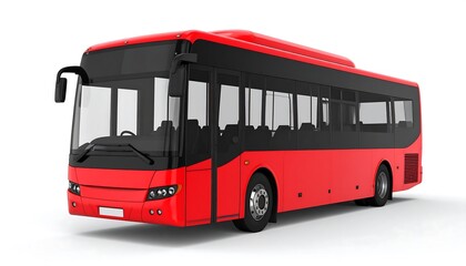 Red bus on white background
