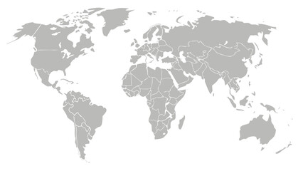 Global Political Map Featuring Continents and Countries