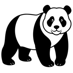 Panda vector silhouette black design white background