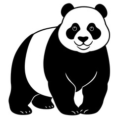 Panda vector silhouette black design white background
