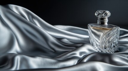 Perfume bottle on draped fabric
