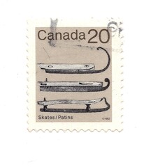 A vintage postage stamp from Canada isolated on a white background.