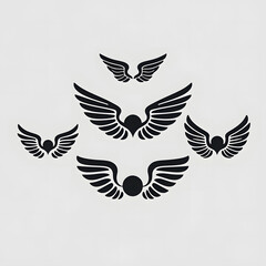 Obraz premium Black Silhouette Wings Flying Birds Icon Set