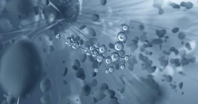 Rasagiline rotating molecular 3d structure ball-and-stick model, looped video antiparkinsonian agent

