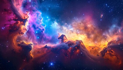 Obraz premium Cosmic nebula swirls in vibrant hues