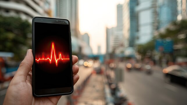 Mobile phones are showing earthquake alert signals in the city. AI generated image